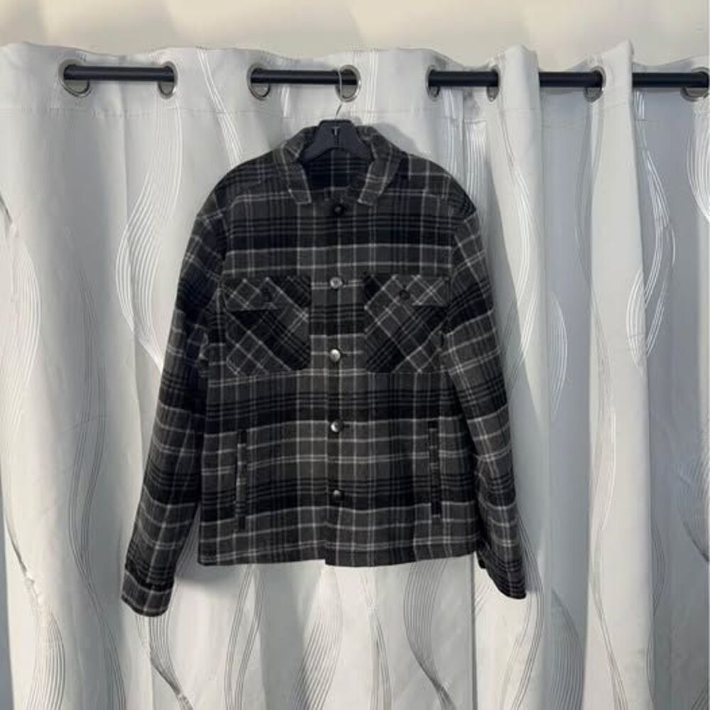 Plaid Wool Blend Shirt Jacket